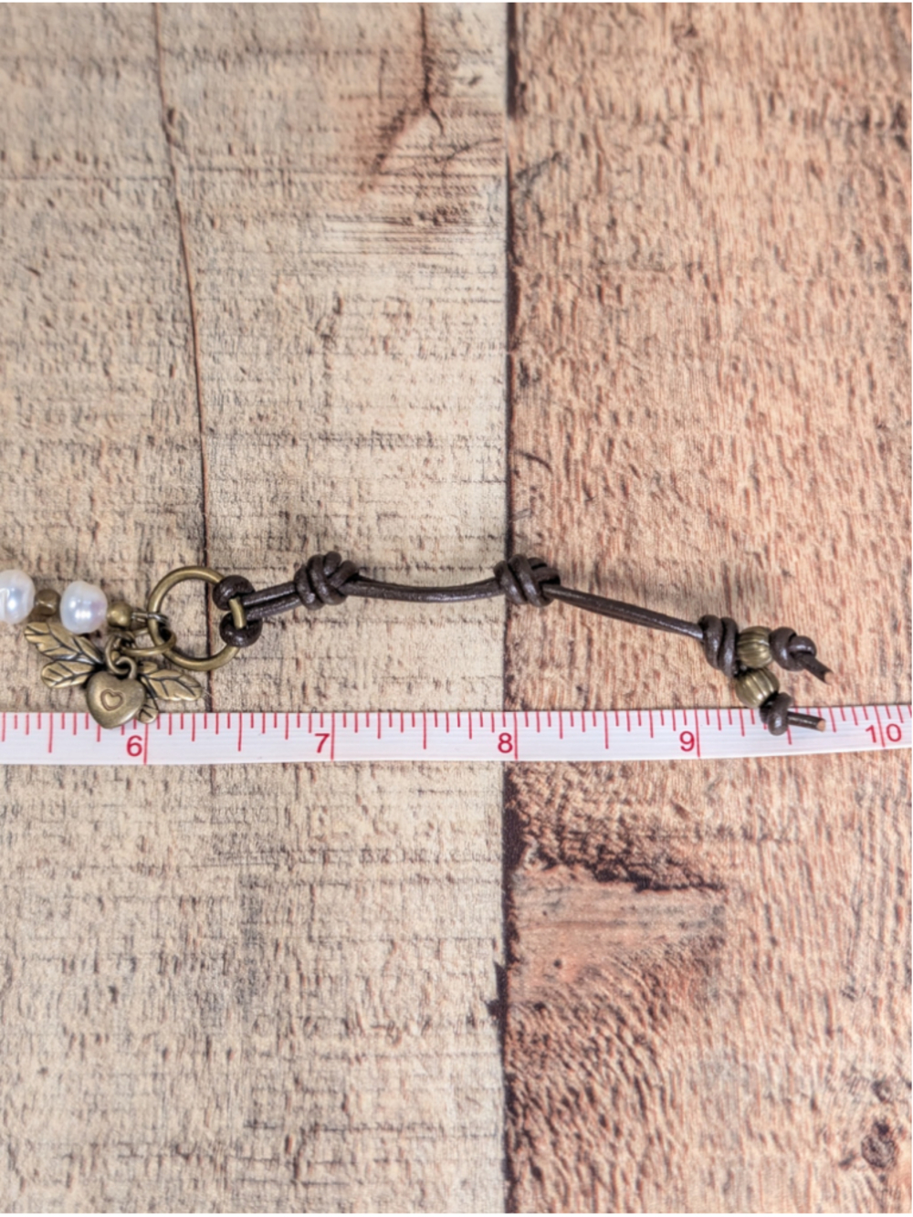 NEW Artisan Ivory Genuine Pearl Brown Knotted Leather Cord Bracelet Minimal - Picture 5 of 6
